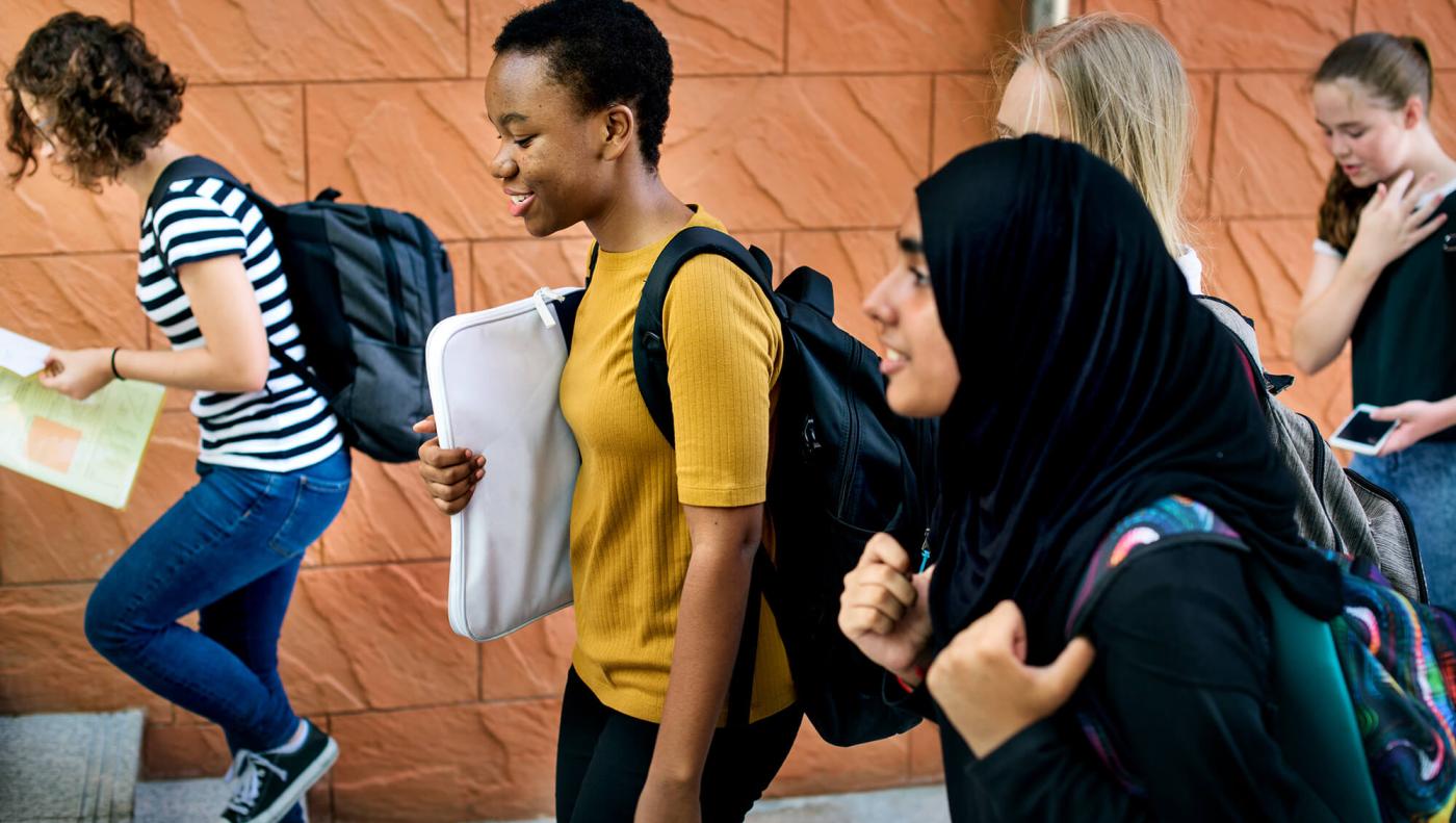 students walking
