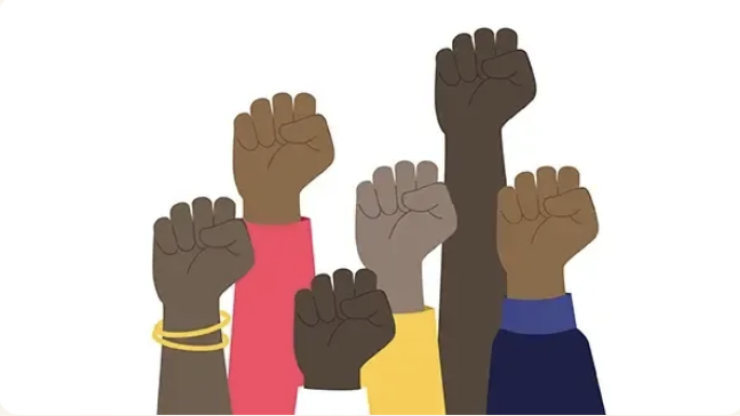 Raised fists