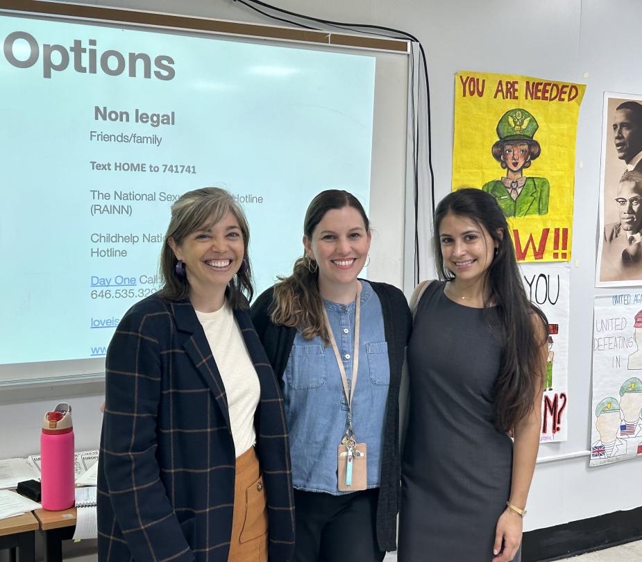 Schools Consent Project Volunteers with Kaitlin Andrews at NYC School